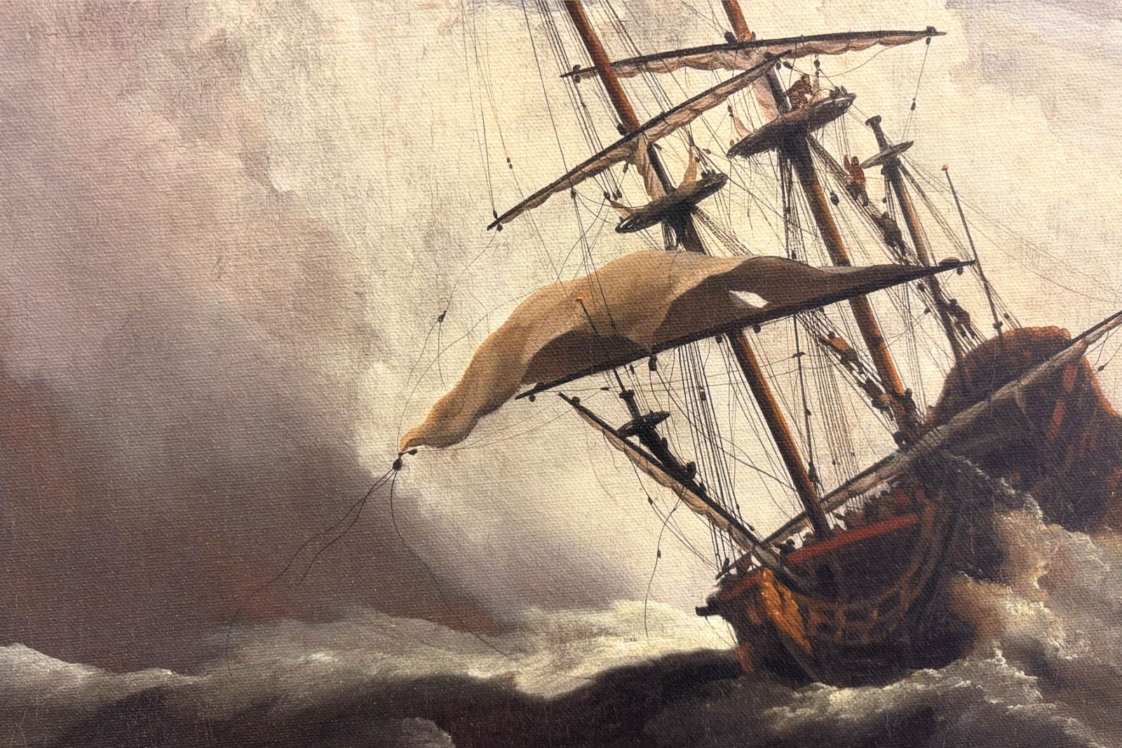 Ein Schiff auf hoher See, von einer Bö erfasst, bekannt als „Der Windstoß“ - Willem van de Velde (II)
