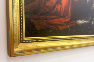 Italien Toskana Florenz, Uffizien: Die Verkündigung, Gemälde von Leonardo da Vinci (1452-1519), Öl auf Holz, ca. 1472-1475, 98x217 cm