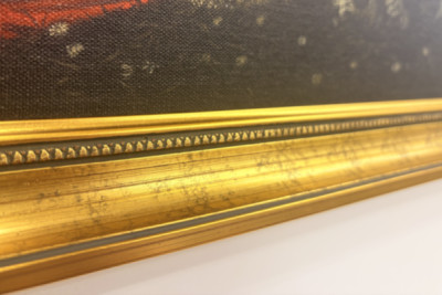 Italien Toskana Florenz, Uffizien: Die Verkündigung, Gemälde von Leonardo da Vinci (1452-1519), Öl auf Holz, ca. 1472-1475, 98x217 cm