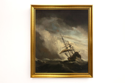Ein Schiff auf hoher See, von einer Bö erfasst, bekannt als „Der Windstoß“