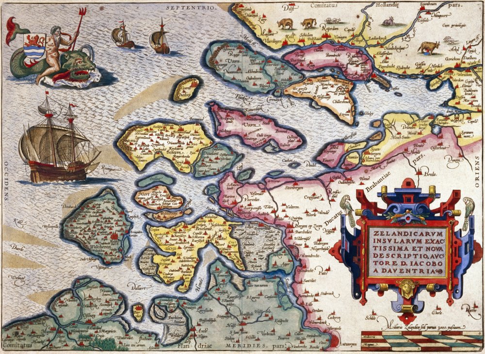 Karte von Zeeland, um 1560 von Abraham Ortelius: Kunstdruck