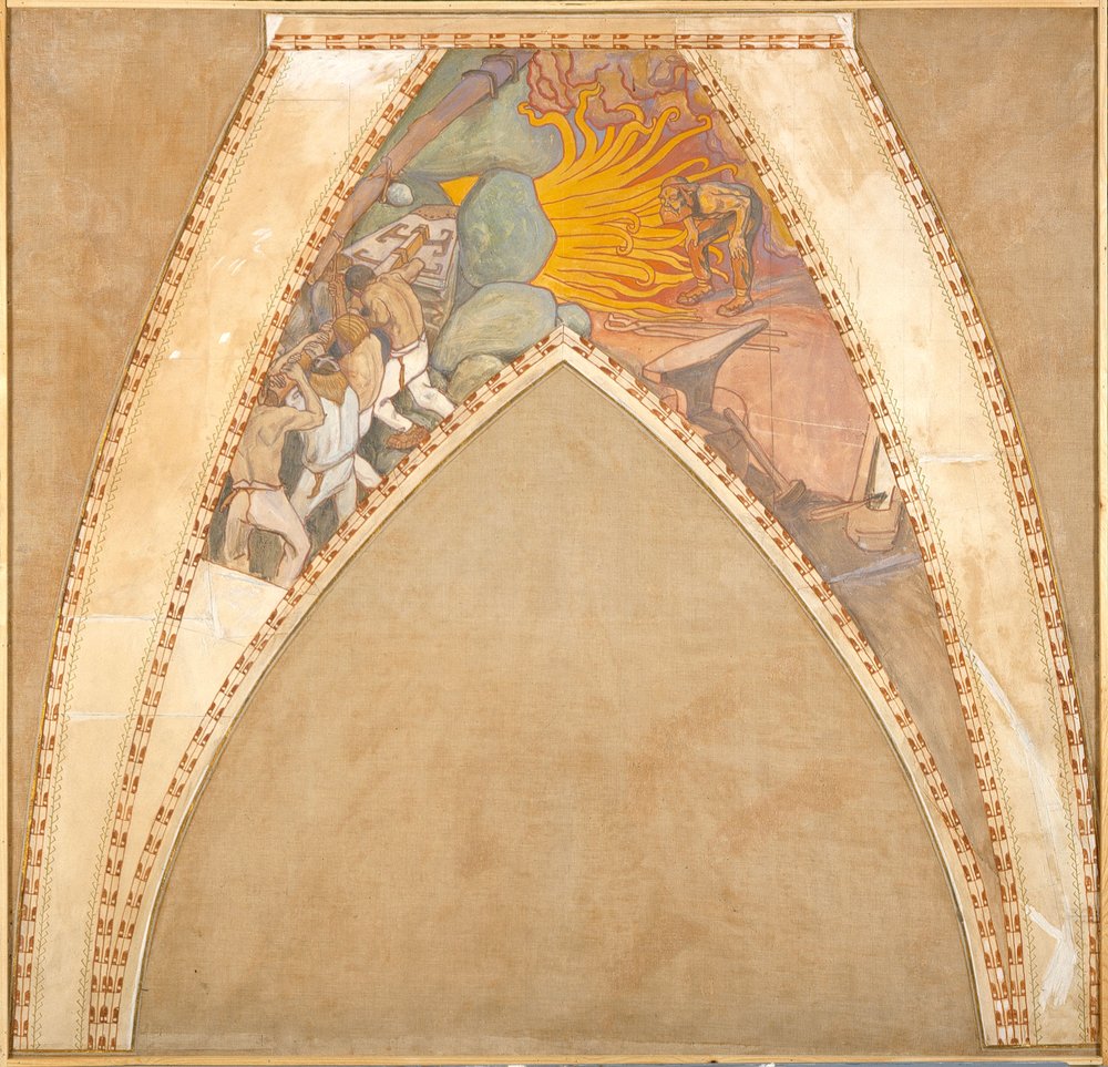 Das Schmieden des Sampo, Entwurf für die Kuppelfresken des finnischen Pavillons auf der Pariser Weltausstellung 1900 von Akseli Gallen-Kallela