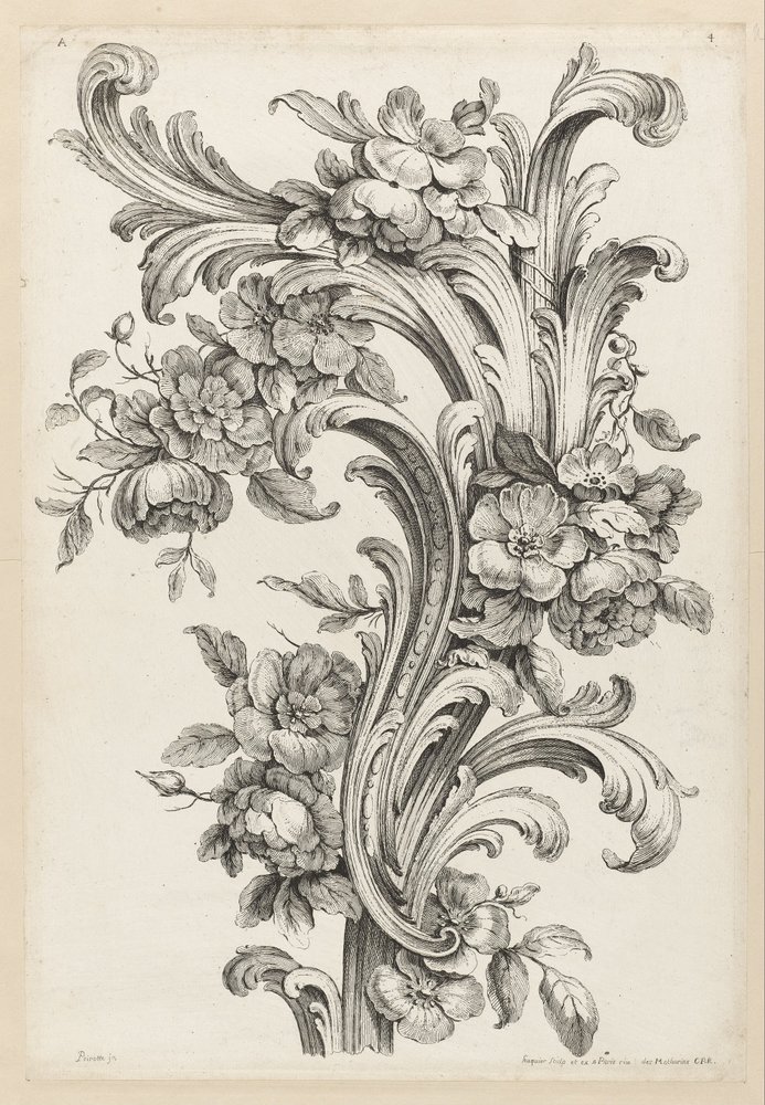 Blumen- und Akanthusblattentwurf von Alexis Peyrotte