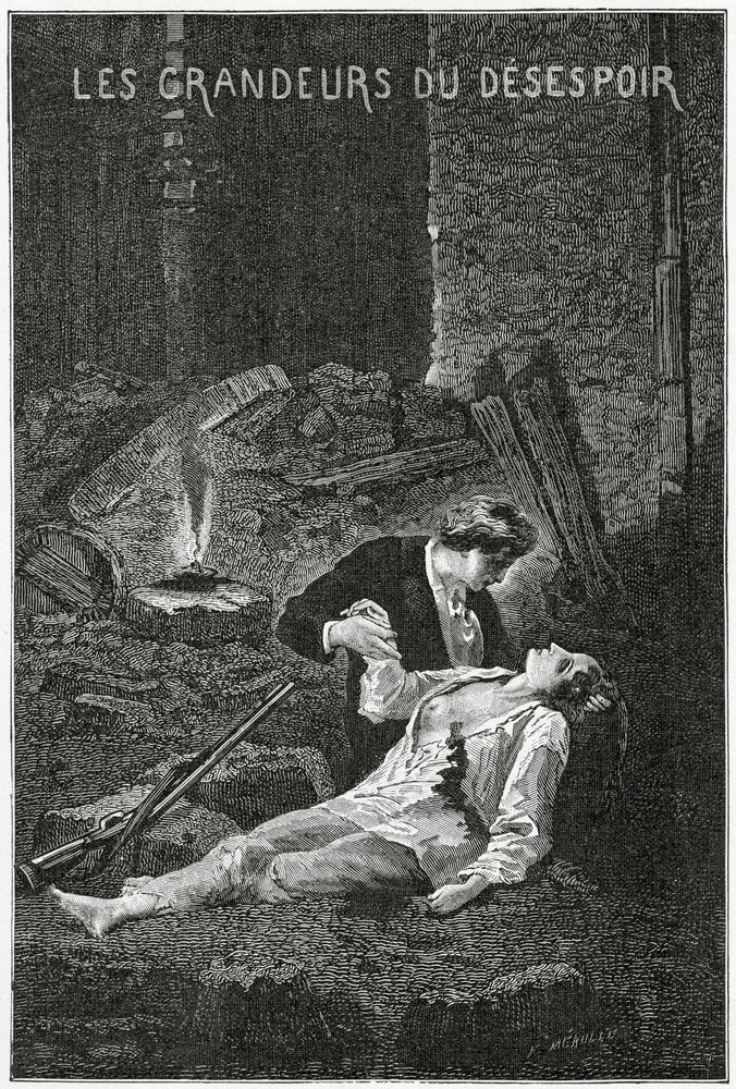 Die Größe der Verzweiflung - Illustration aus „Die Elenden“, 19. Jahrhundert von Alphonse Marie de Neuville