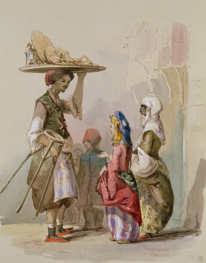 Ein Töpferverkäufer, ca. 1855 von Amadeo Preziosi
