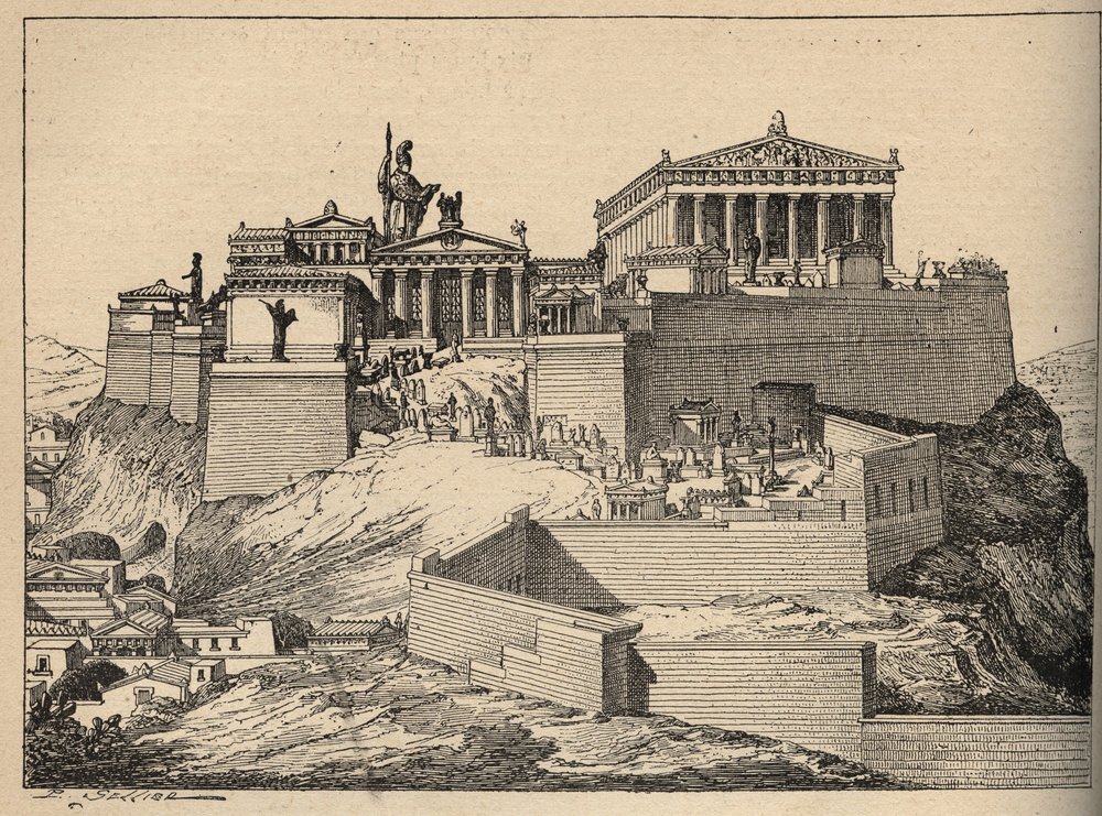 Das antike Griechenland: der Parthenon, Tempel der Athene, auf dem Hügel der Akropolis von Athen, Stich von 1890 von Anonymous Anonymous