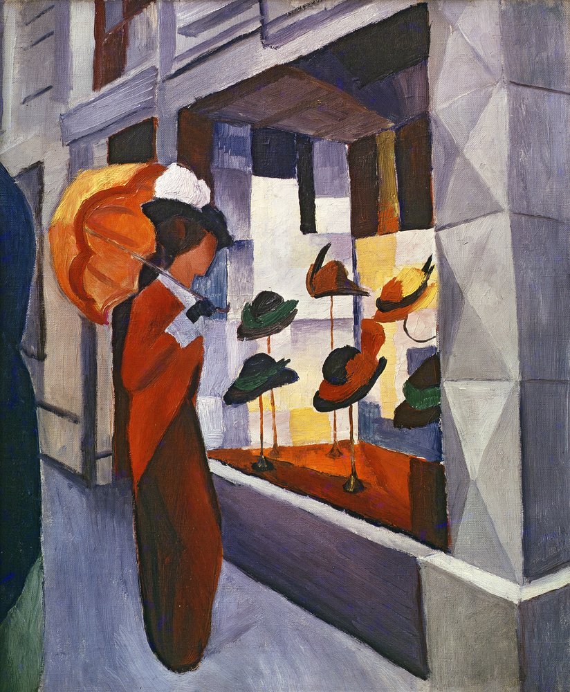 August Macke Poster „Hutladen“ – Kunstdruck 80x60 Cm, Hochwertiges Papier, Detailreich