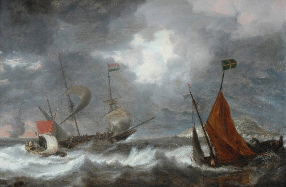 Seesturm mit Segelschiffen von Bonaventura Peeters