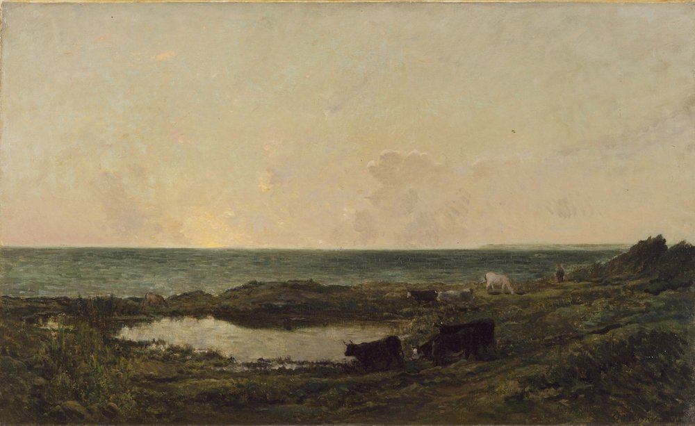Sonnenuntergang an der Küste bei Villerville von Charles Francois Daubigny