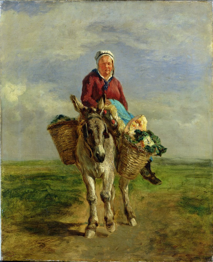 Bäuerin auf einem Esel von Constant-Emile Troyon
