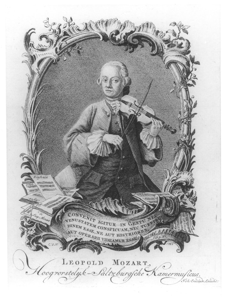 Porträt von Leopold Mozart (1719-87) österreichischer Geiger und Komponist, graviert von Johann Enschede, 1765 von Cornelis van Noorde