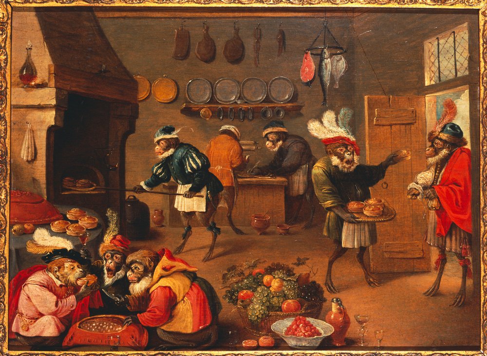 Der Affe kocht von David the Younger Tenier: Kunstdruck
