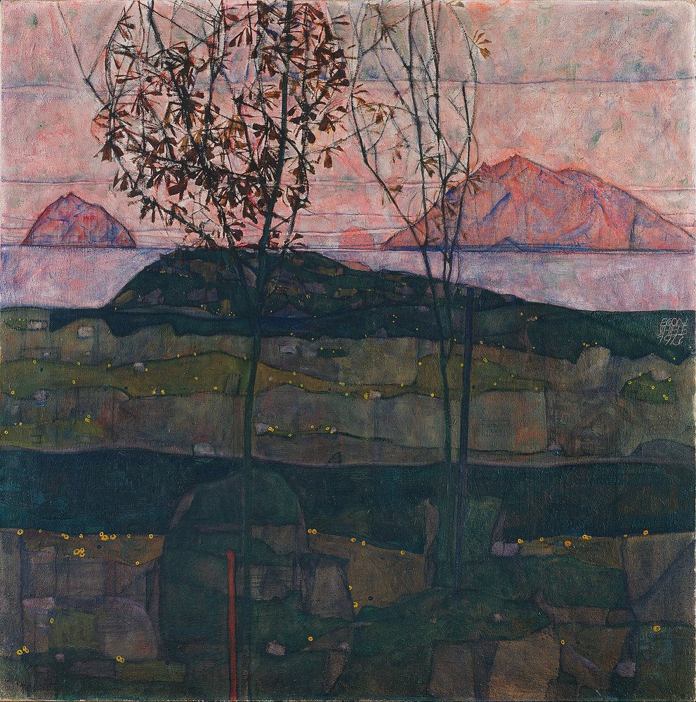 Untergehende Sonne, 1913 von Egon Schiele