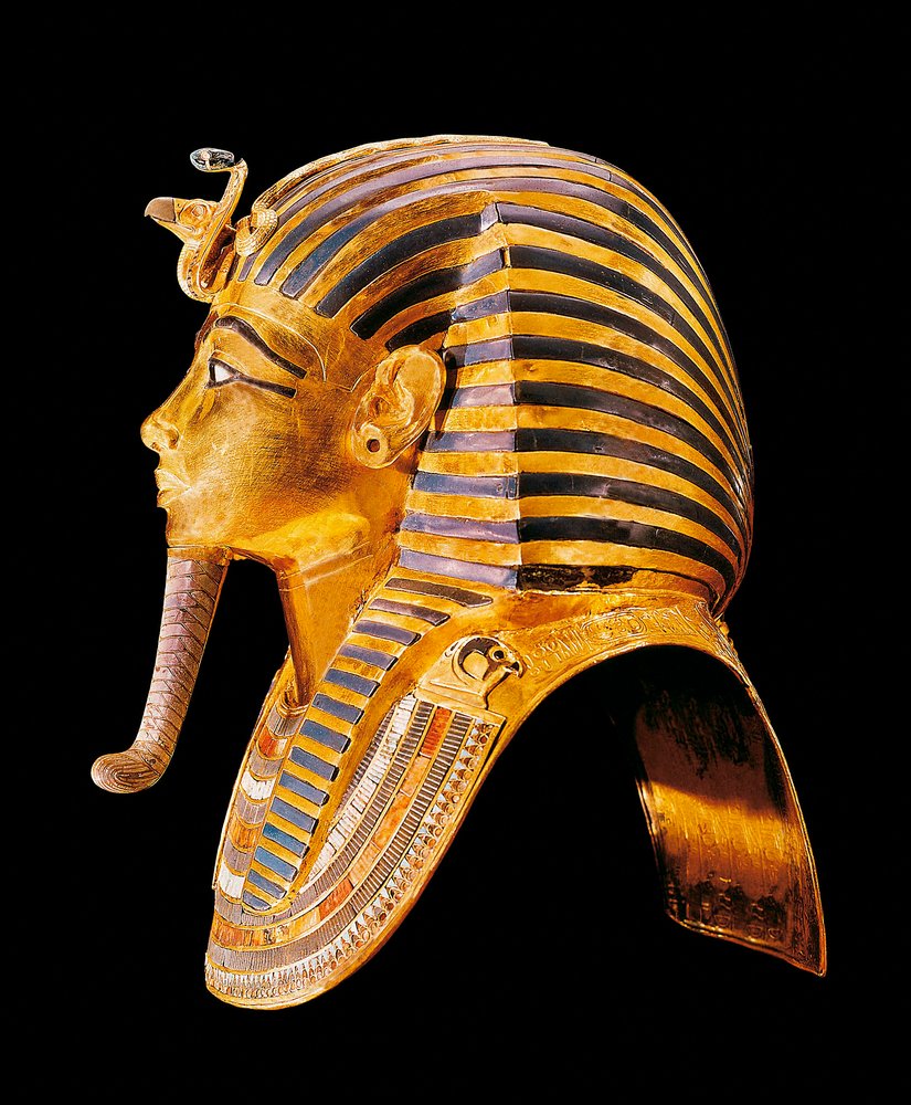 Die goldene Maske des Tutanchamun. Um 1340 v. Chr. Aus dem Grab von ...