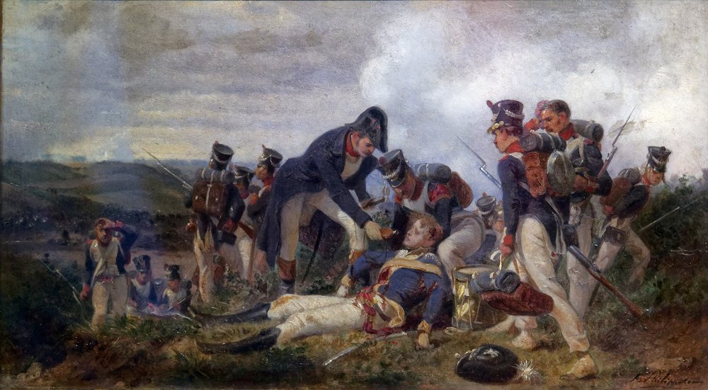 Ein Linieninfanterie-Schützenoffizier rettet einen Leutnant des britischen 13. Leichten Dragonerregiments, 2. Hälfte des 19. Jahrhunderts von Felix Philippoteaux