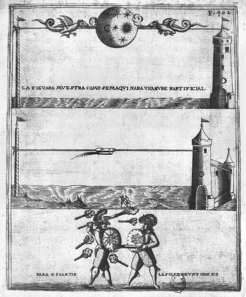 Wie man eine künstliche Wolke macht, Illustration aus Tratado de ...