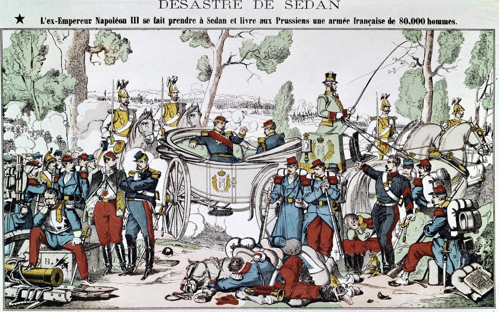 Schlacht von Sedan 1870. Der ehemalige Kaiser Napoleon III wird in Sedan gefangen genommen und liefert den Preußen eine französische Armee von 80.000 Mann von French School