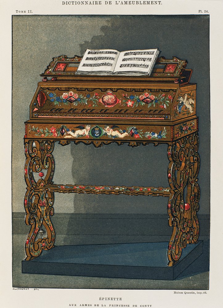 Spinett mit dem Wappen der Prinzessin von Conti, Illustration aus dem ...