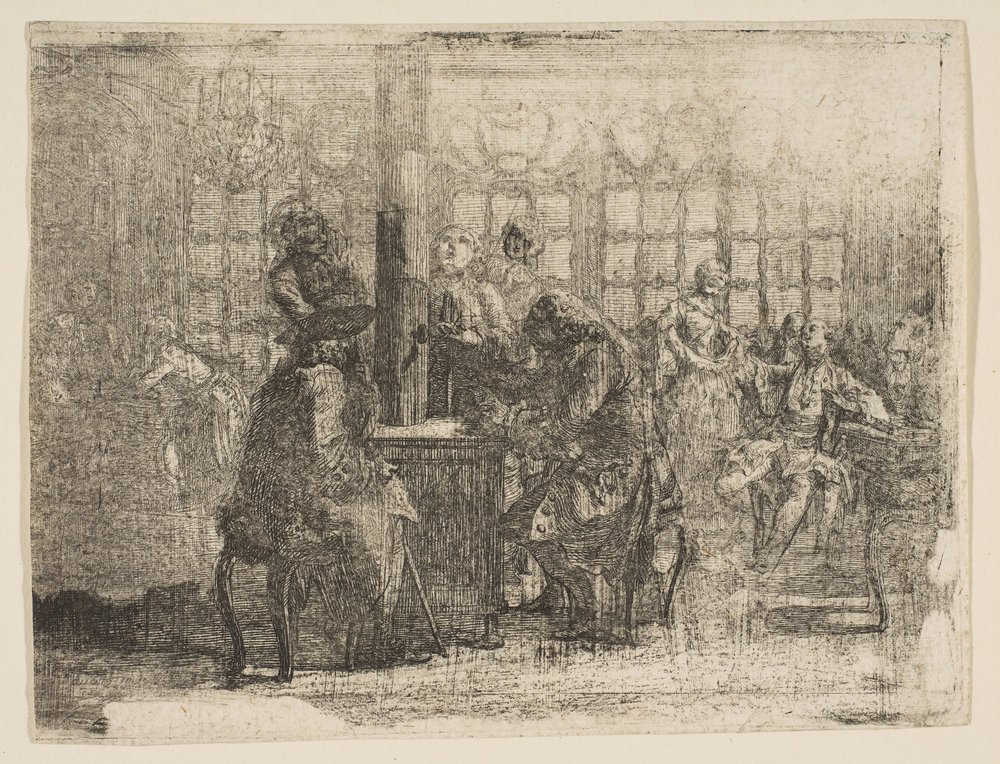 Les Nouvellistes, 1752 von Gabriel de Saint-Aubin