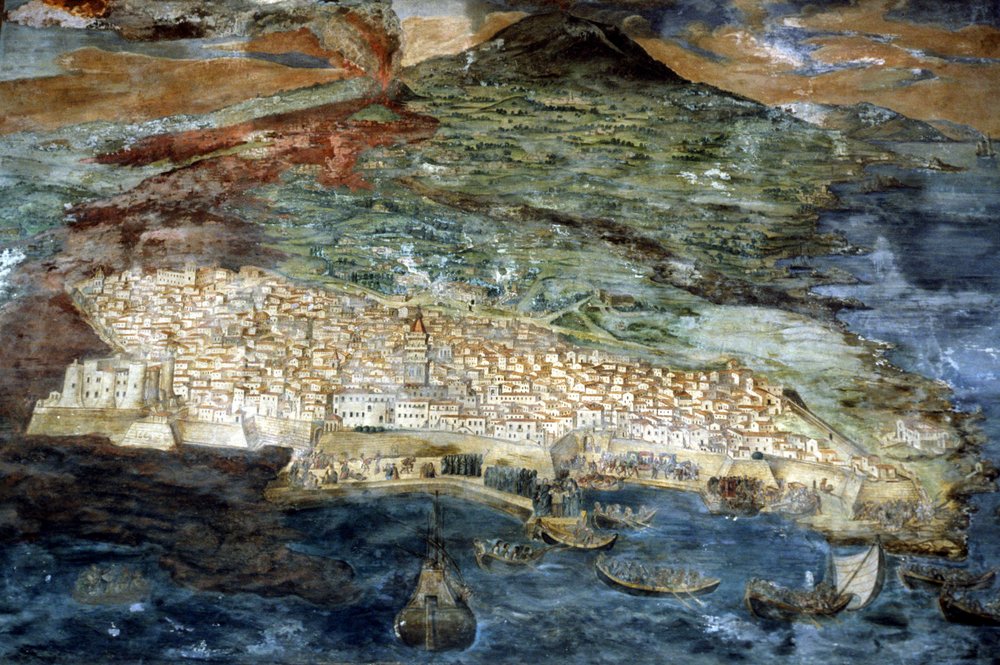 1669 wurde die Stadt Catania (Sizilien) durch den Ausbruch des Ätna verwüstet von Giacinto Platanio