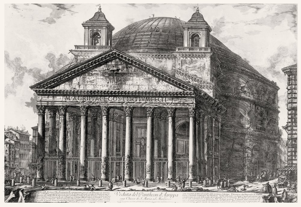Ansicht des Pantheons, aus der Serie „Ansichten von Rom“, um 1760 von Giovanni-Battista Piranesi