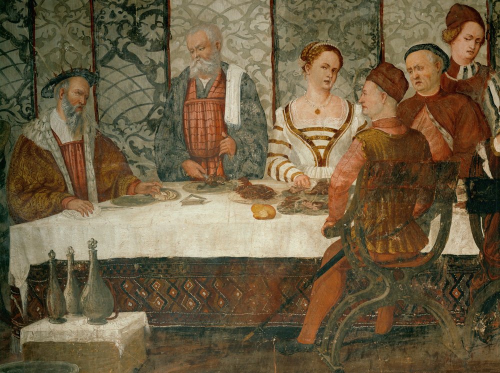 König Christians von Dänemark Besuch in Malpaga im Jahr 1474 von Girolamo Romanino