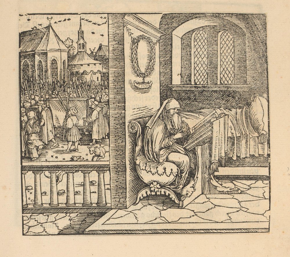 Betende Frau und Trauerzug von Hans Schäufelein (possibly)