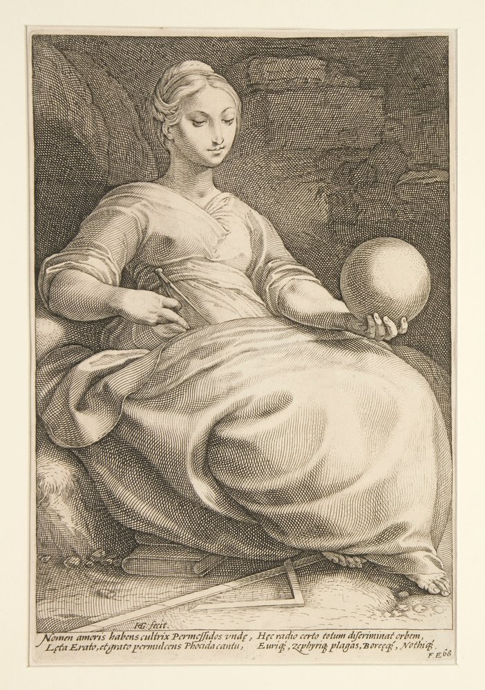 Die neun Musen: Erato, #7 in einer Serie von 9 von Hendrick Goltzius