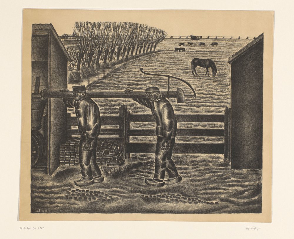 Zwei Bauern in einer Landschaft von Henk Henriët (signed by artist)