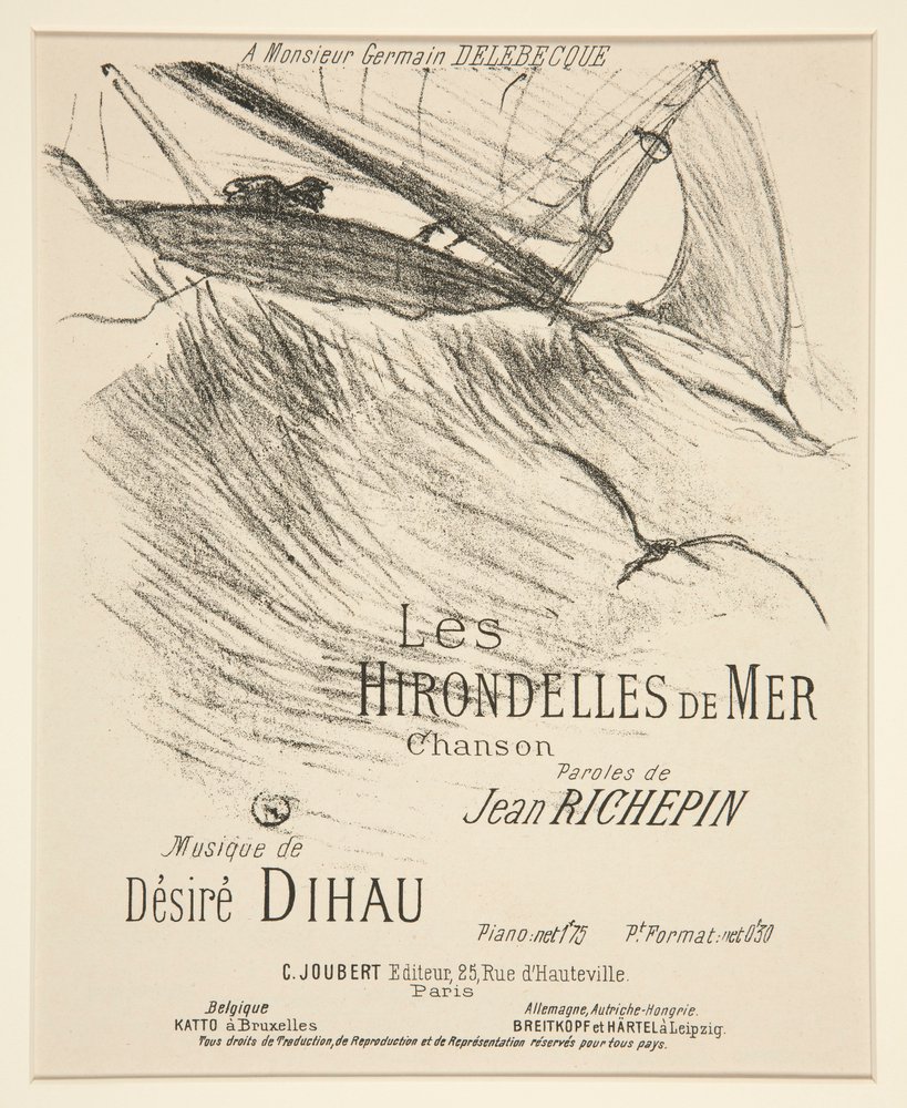 Die Seeschwalben - Titelblatt für gedruckte musikalische Komposition (Gedicht von Richepin, vertont von Dihau) von Henri de Toulouse-Lautrec