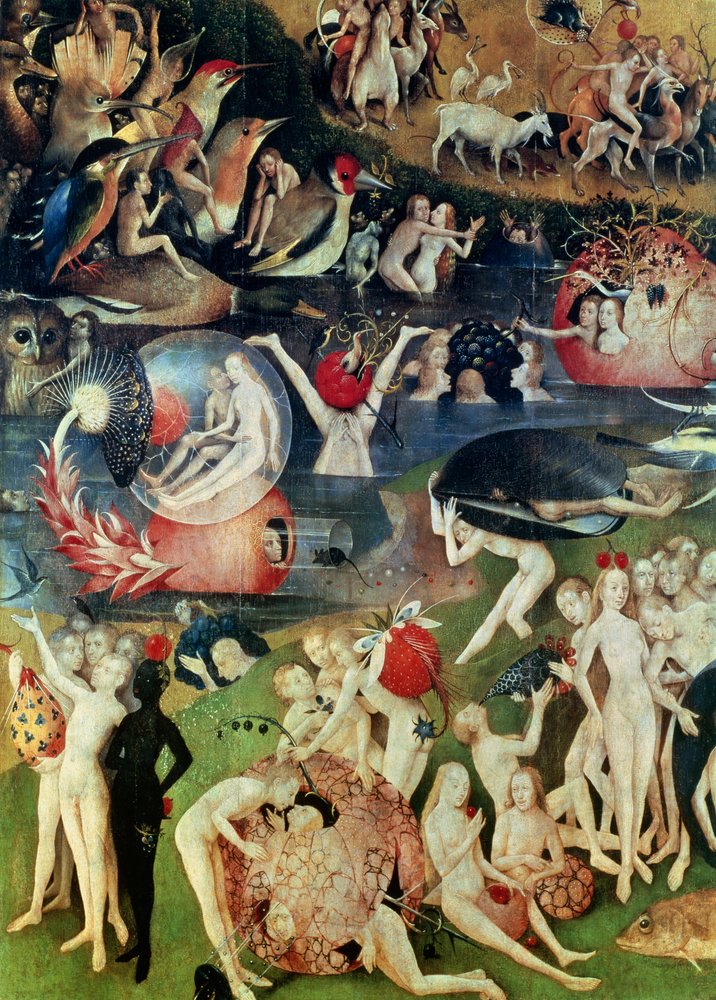 Der Garten der Lüste: Allegorie des Luxus (Detail) von Hieronymus Bosch