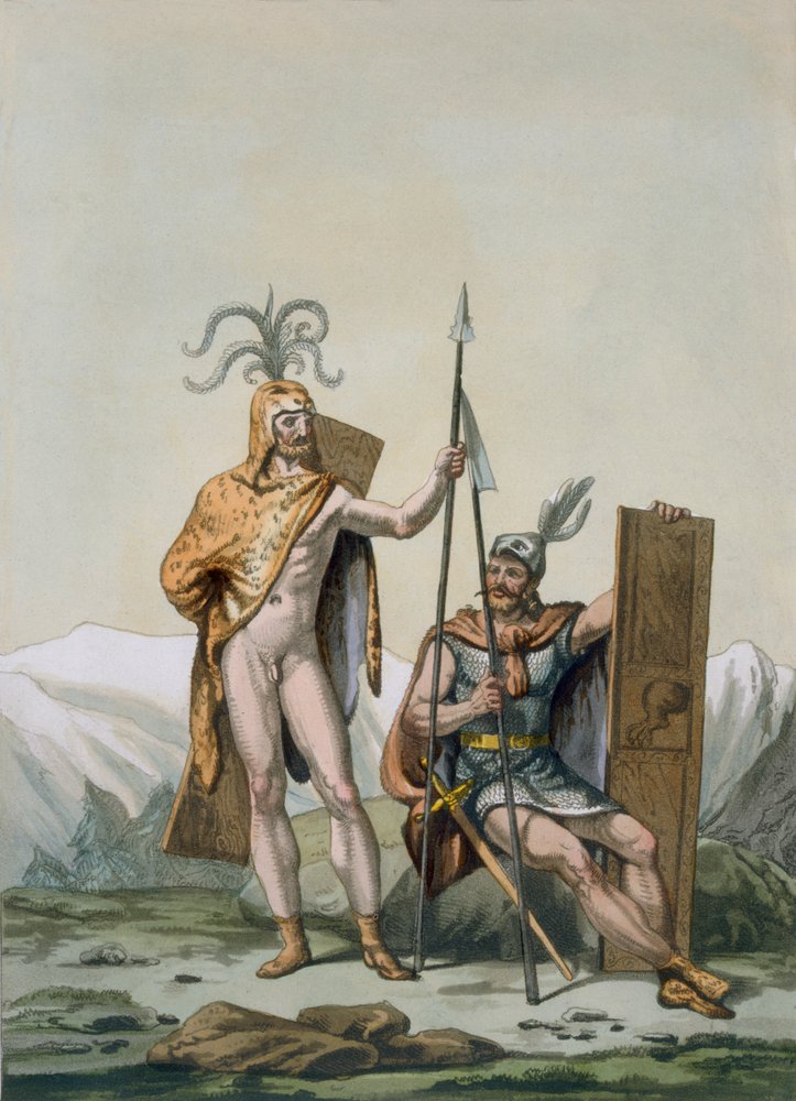 Antike keltische Krieger in Kampfausrüstung, um 1800-18 von Italian School