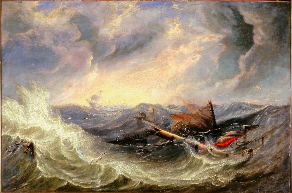 Seestück mit Wrackteilen von John Wilson Carmichael