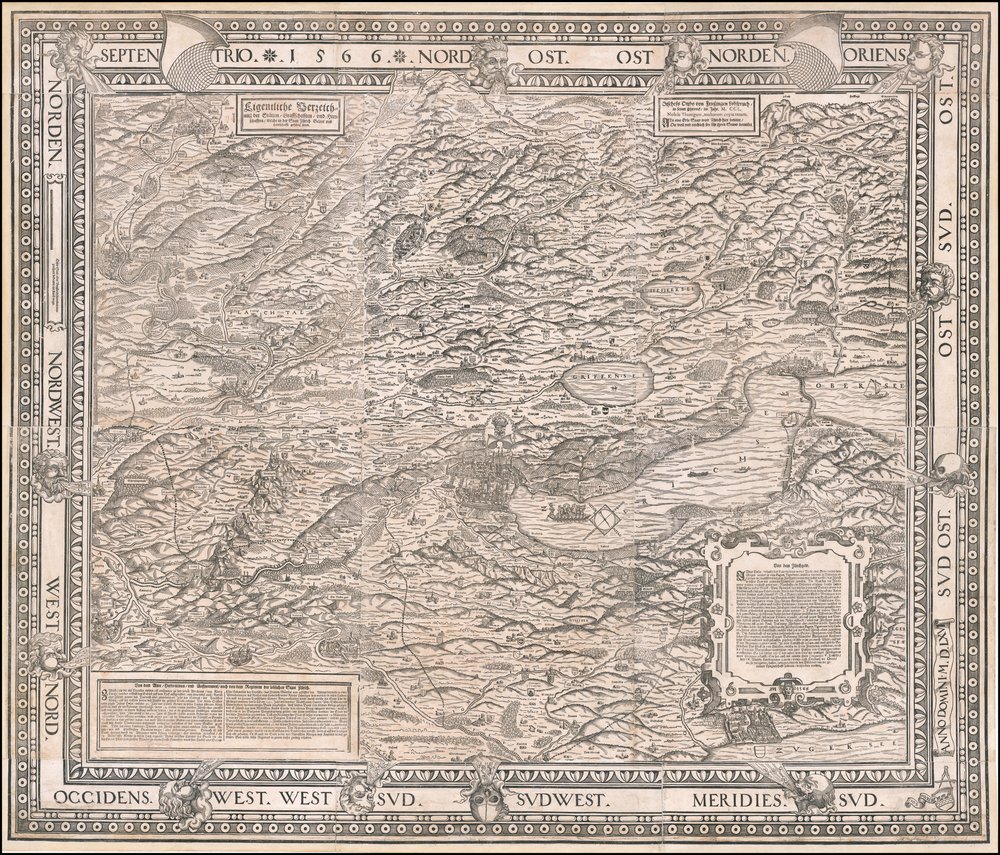 1566 Karte von Zürich und Umgebung von Jodocus Murer von Jos Murer