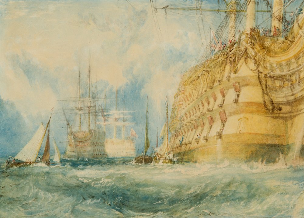 Ein Linienschiff ersten Ranges übernimmt Vorräte, 1818 von Joseph Mallord William Turner