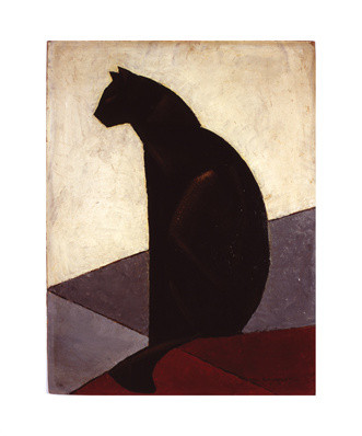 Schwarze Katze im Profil von Marcel-Louis Baugniet