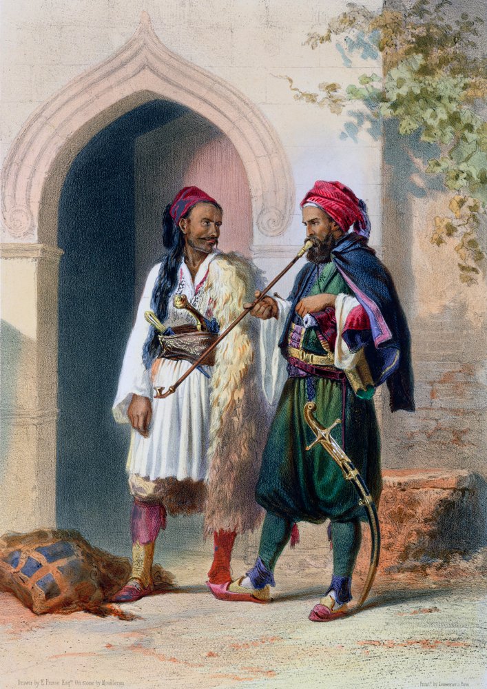 Arnaout- und Osmanli-Soldaten in Alexandria, Ägypten, 1848 von Mouilleron