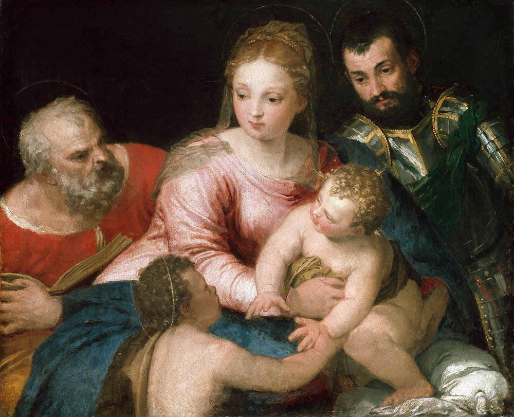 Die Heilige Familie mit dem jungen Johannes dem Täufer und St. Georg, frühe 1550er Jahre von Paolo Veronese