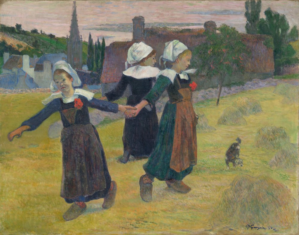 Tanzende bretonische Mädchen, Pont-Aven von Paul Gauguin