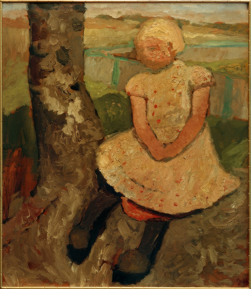 Sitzendes Kind unter einem Baum von Paula Modersohn-Becker