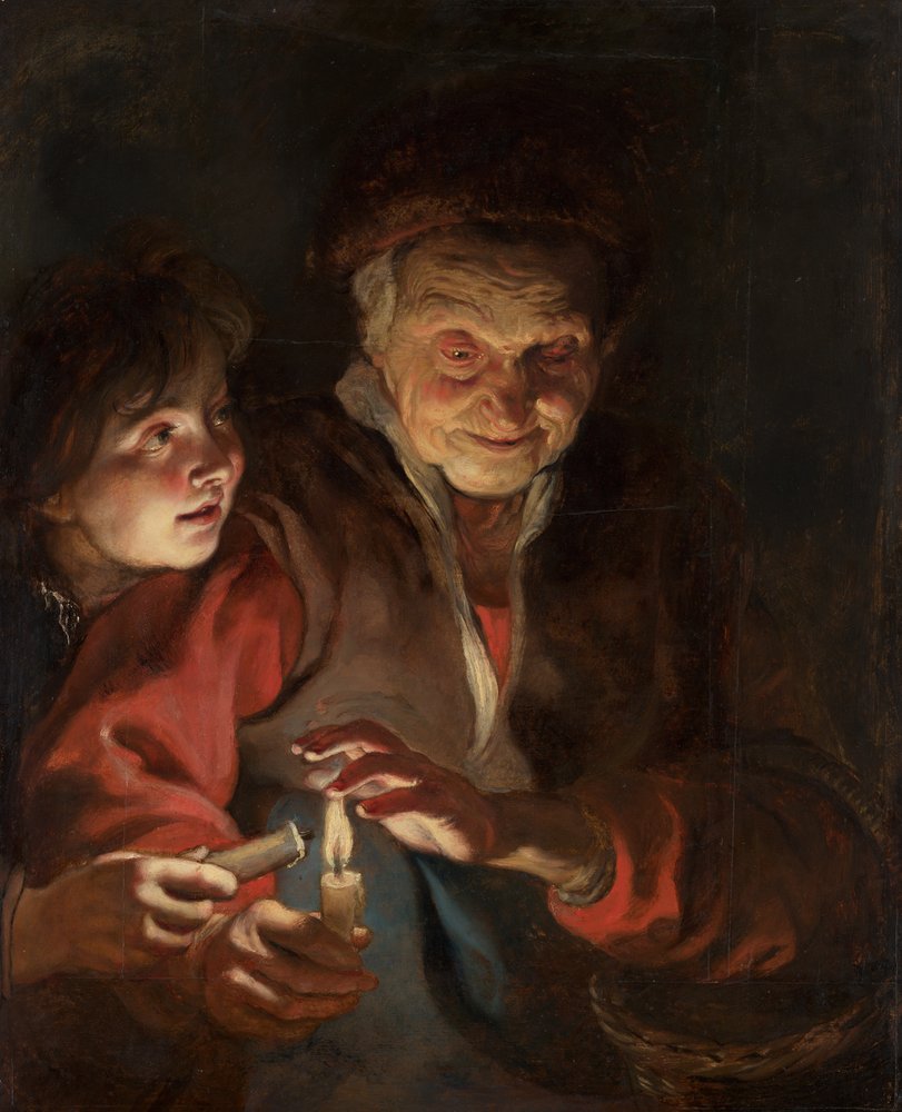 Alte Frau und Junge mit Kerzen, ca. 1616-1617 von Peter Paul Rubens