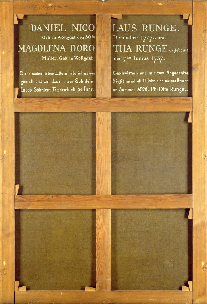 Inschrift auf der Rückseite des Gemäldes, 