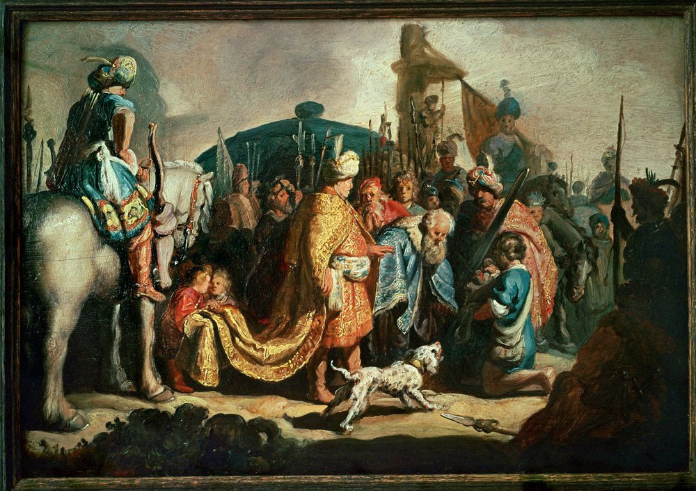 David bietet König Saul den Kopf Goliaths an von Rembrandt Harmensz. van Rijn