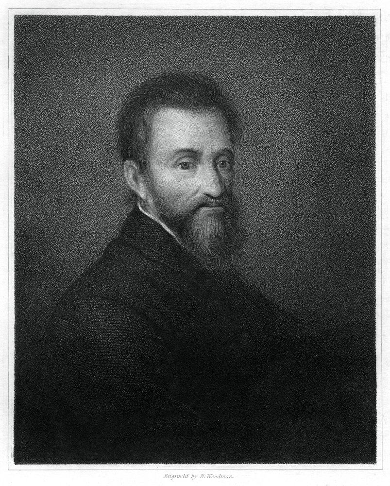 Michelangelo, italienischer Renaissance-Bildhauer, Maler, Architekt und Dichter, 1833 von Richard Woodman