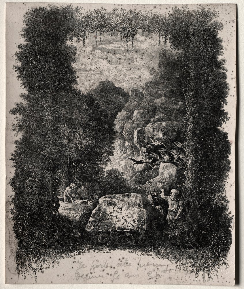 Erstes Frontispiz für Fabeln und Märchen von Thierry-Faletans von Rodolphe Bresdin
