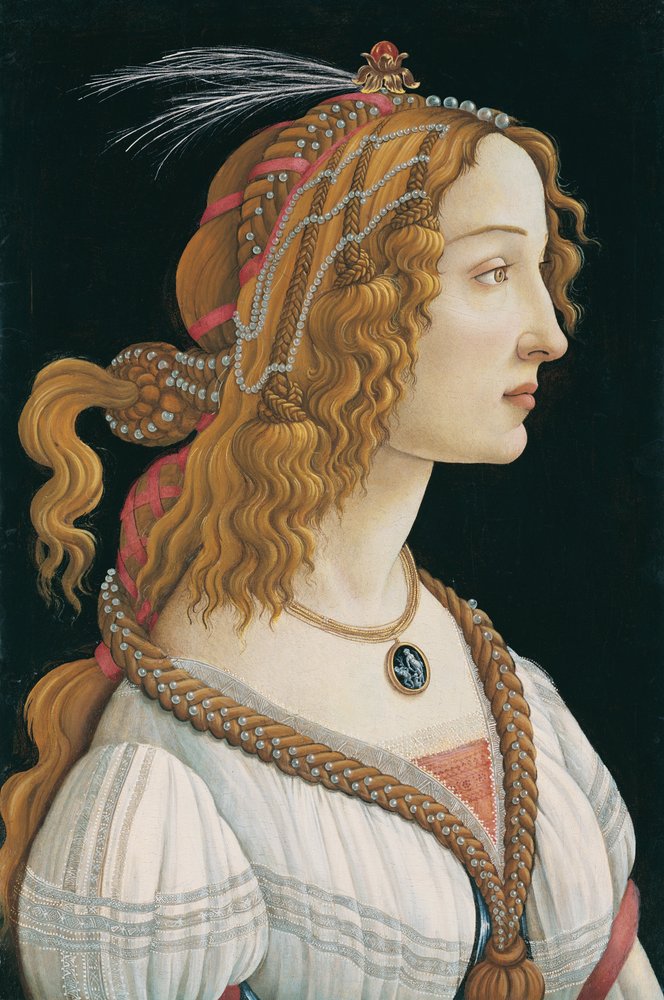 Idealisiertes Porträt einer Dame (Porträt von Simonetta Vespucci als Nymphe) von Sandro Botticelli