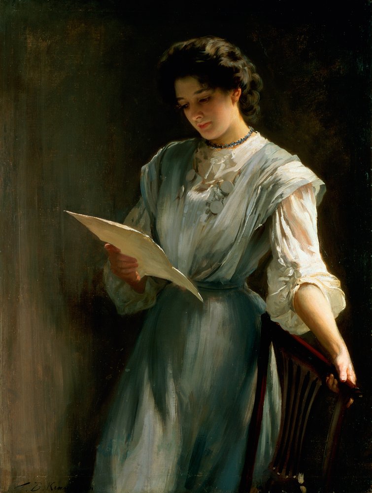 Den Brief lesen von Thomas Benjamin Kennington: Kunstdruck
