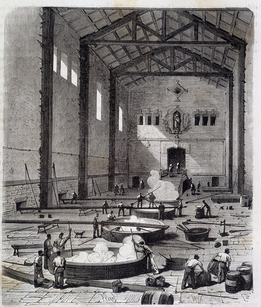 Gesamtansicht des Kesselraums einer Seifenfabrik in Marseille: Betrieb des Impatage - in „Die Wunder der Industrie“ von Louis Figuier, Paris von Unknown artist