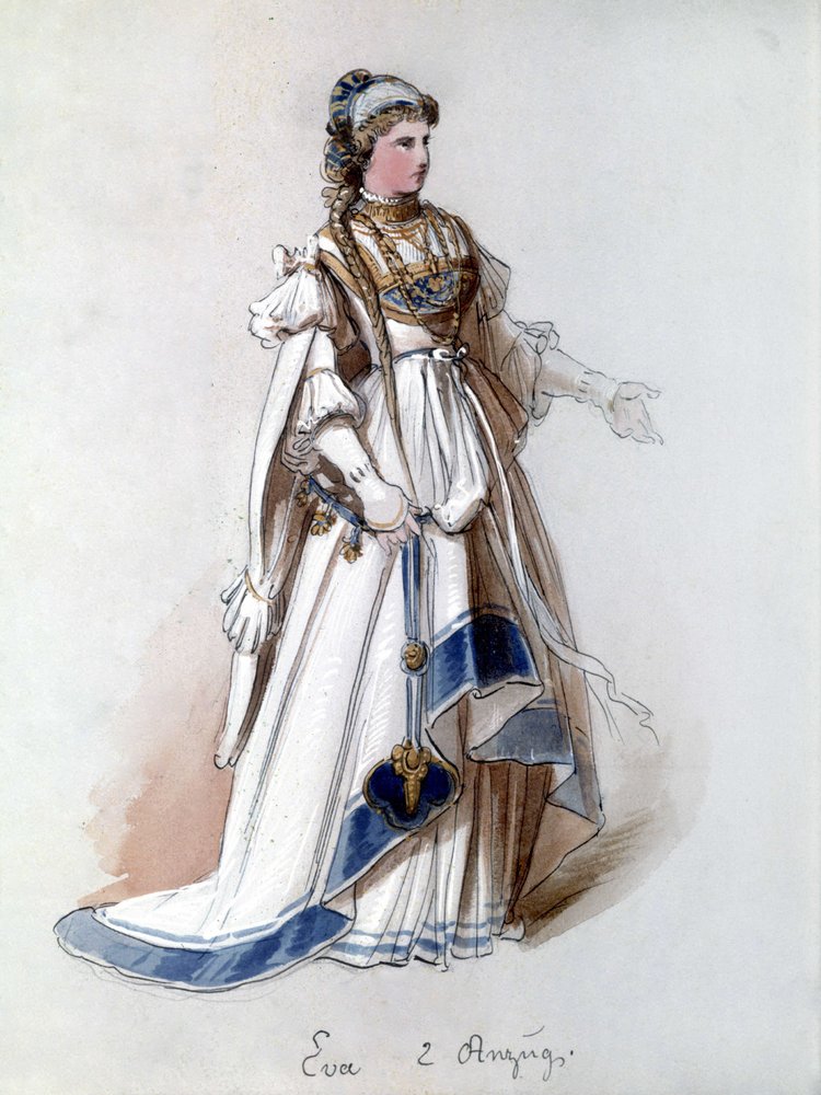 Die Meistersinger von Nürnberg, Oper von Richard Wagner: Evas Kostüm für die Uraufführung. Wagner Museum Bayreuth. von Unknown artist