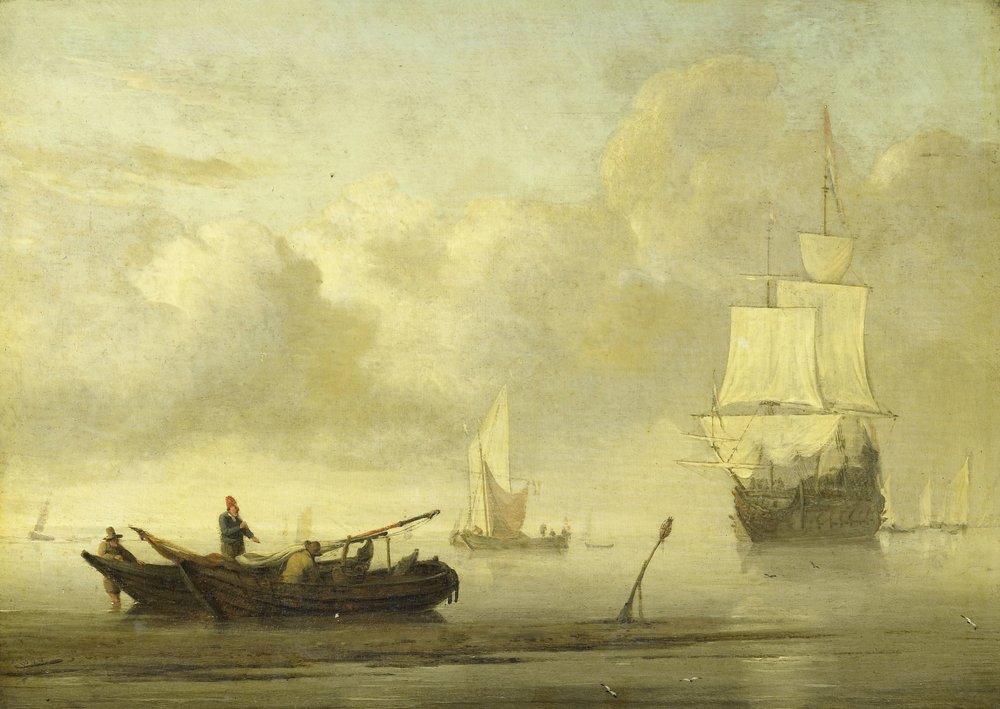 Schiffe nahe der Küste bei ruhiger See von Willem van de Velde (II)